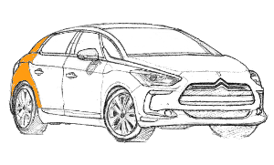 покраска заднего крыла citroen ds5